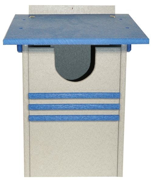 Amish Poly Lumber Screech Owl House Blue and Light Grey - In Stock