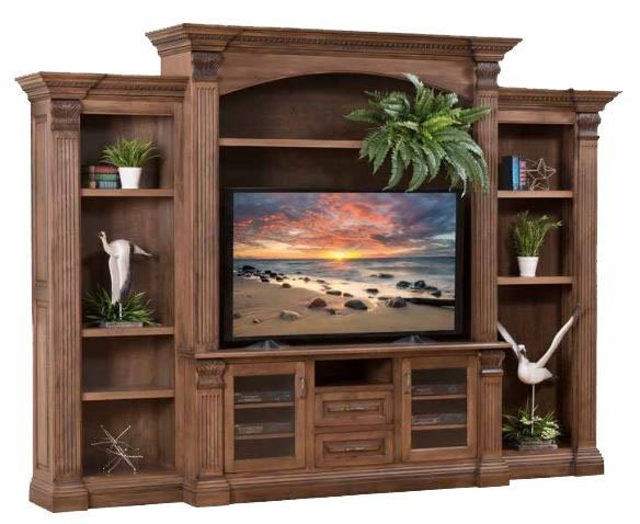 Amish Caldwell Hardwood Entertainment Center Wall Unit