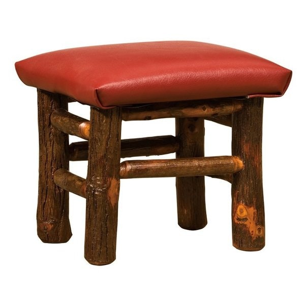 Amish Child Foot Stool with Fabric Seat