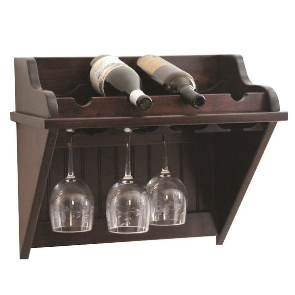 Amish 4 Bottle Wine and Stemware Storage Shelf
