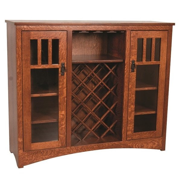 Amish Wine Cabinet with Side Tower Storage