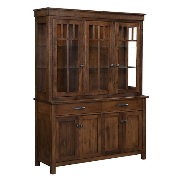Amish Handcrafted Acacia Sideboard with Hutch