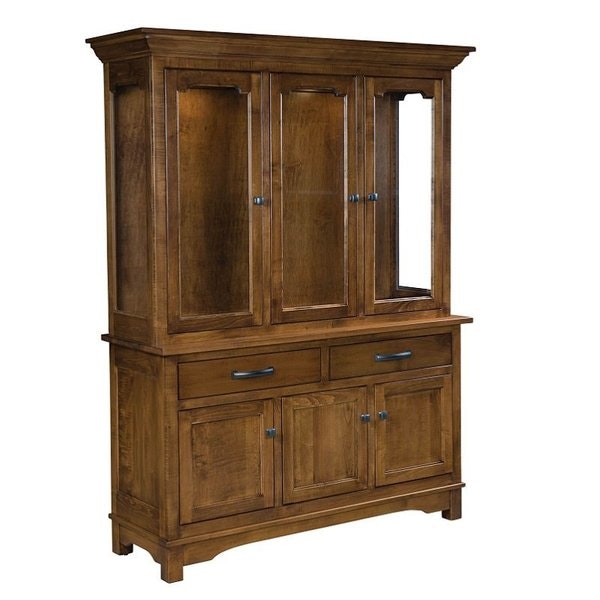 Amish Handcrafted Vincent Buffet and Hutch with Glass Doors