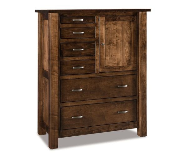 Amish Daniel Gentlemans Chest of Drawers shown in Brown Maple Wood with Earthtone Stain.