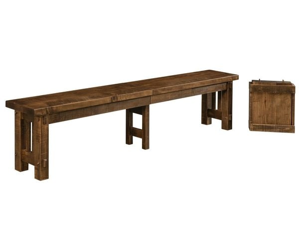 Amish San Antonio Rustic Wormy Maple Wood Backless Dining Bench - Quick Ship