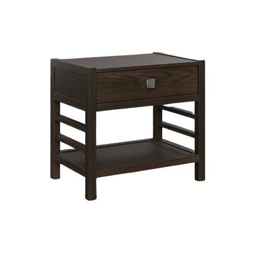 Amish Sable Oak Wood Modern Farmhouse Open Nightstand - Quick Ship