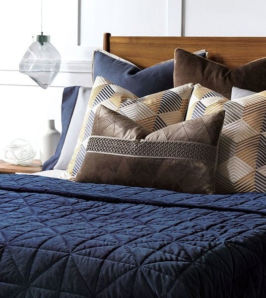 American Made Nova Quilted Velvet Coverlet in Indigo