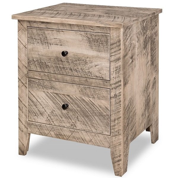 Amish Galena Rustic Rough Sawn Wood 2-Drawer Nightstand - Quick Ship