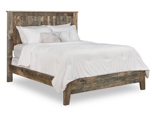 Amish Galena Rustic Rough Sawn Wood Panel Bed - Quick Ship