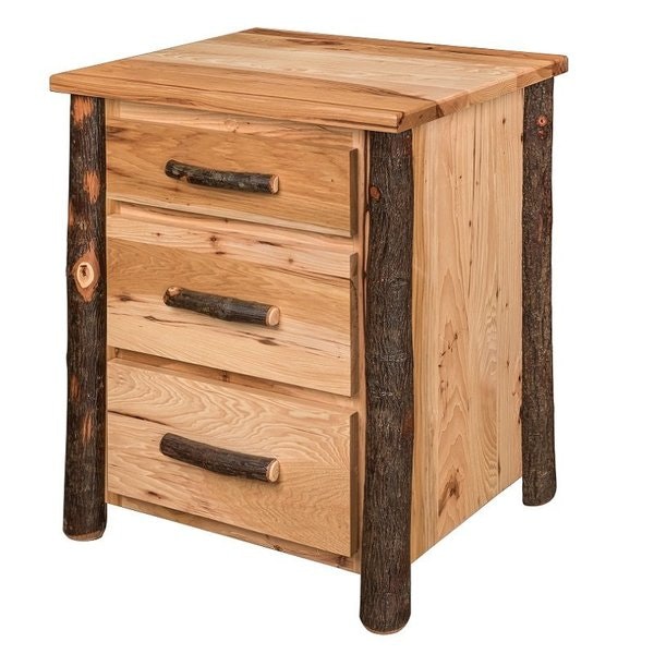 Amish Hickory 3-Drawer Nightstand - Quick Ship