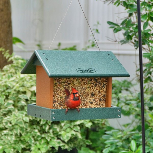 Amish Made Poly Large Hanging Hopper Bird Feeder - DutchCrafters Exclusive