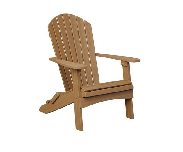 Amish Folding Poly Adirondack Chair Natural Teak In Stock and Ready to Ship