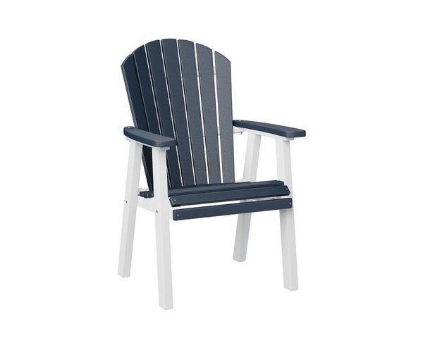 Amish Poly Outdoor Dining Chair Navy Blue on White - In Stock and Ready to Ship