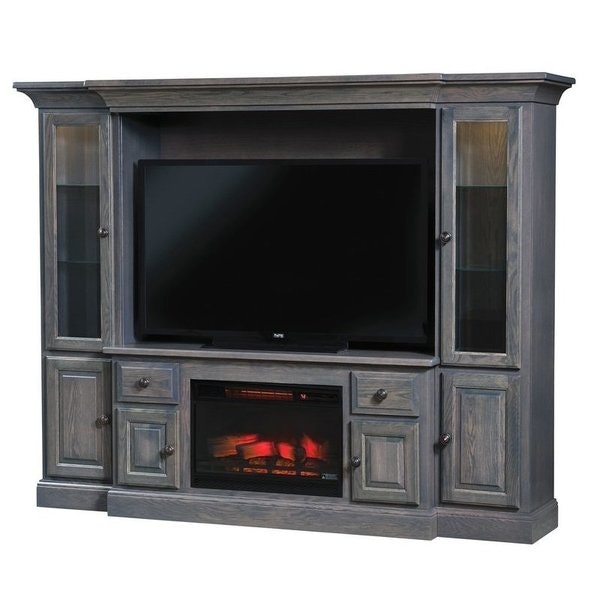 Amish Talbatton Entertainment Center with Electric Fireplace Unit