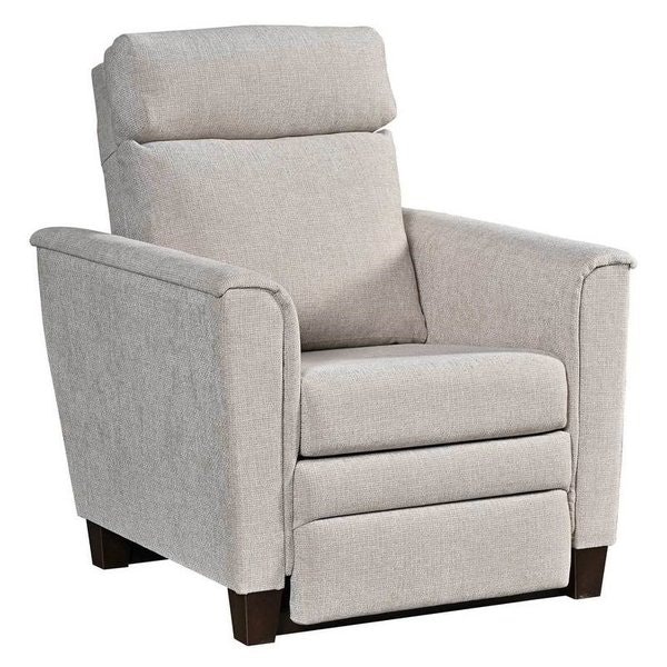 Amish Maya Transitional Recliner Chair includes choice of Upholstery, Premium Wood Finish, Finish Color, Power Release and Wall hugger Cable Release