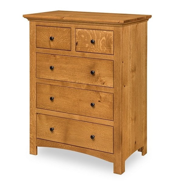 Amish Markleway Rustic Quarter Sawn White Oak Wood Chest of Drawer - Quick Ship