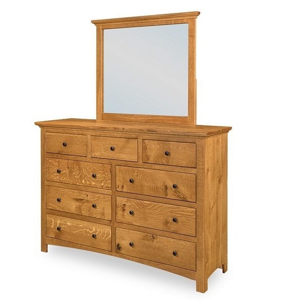 Amish Markleway Solid Wood 9-Drawer Dresser with Optional Mirror