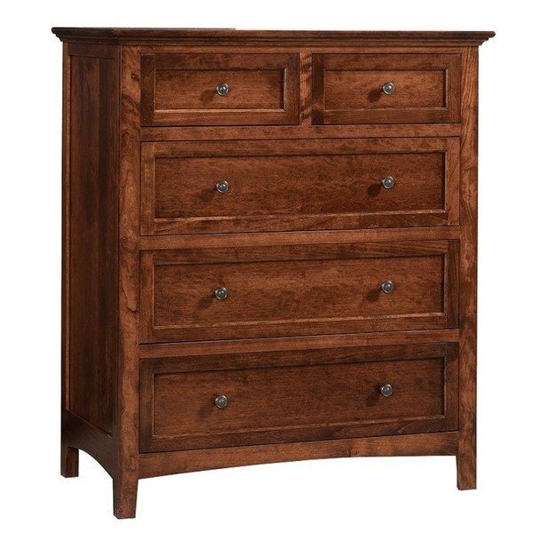 Amish 46 Tall Cicero 5 Drawer Chest shown in Rustic Cherry with Michael’s Finish