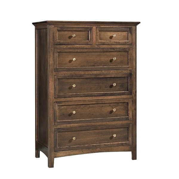 Amish 56 Tall Cicero 6 Drawer Chest shown in Rustic Cherry with Cappuccino Finish