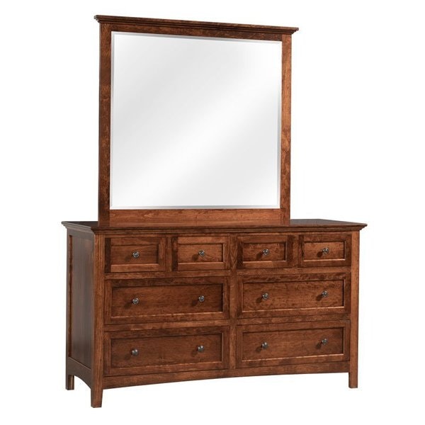 Amish Cicero Low Dresser with Optional Mirror shown in Rustic Cherry with Michael’s Finish