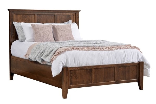 Amish Cicero Panel Bed with Optional Storage Drawers shown in Rustic Cherry with Michael’s Finish