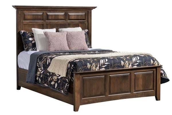 Amish Cicero 61 High Headboard Mantel Panel Bed with Optional Storage Drawers