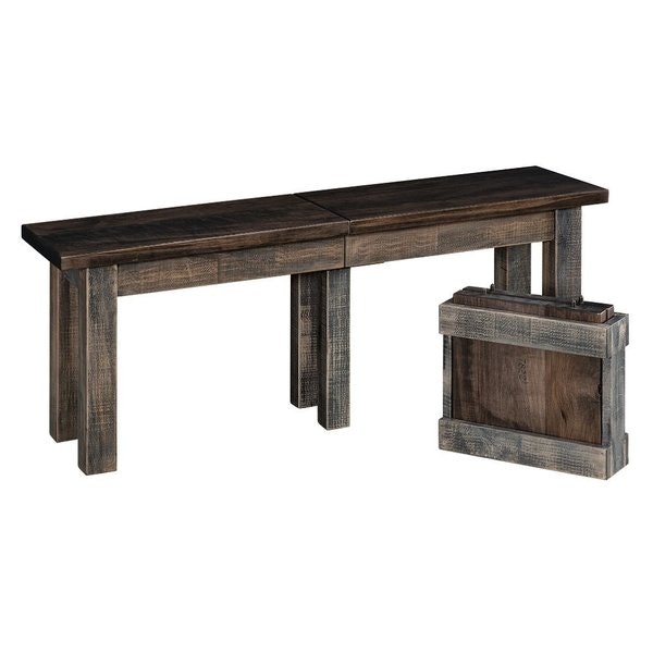 Amish Elan Rustic Rough Sawn Wormy Maple Wood Backless Dining Bench