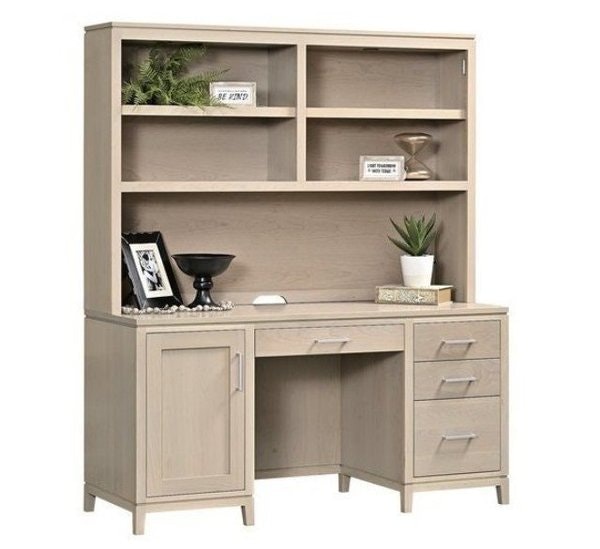 Amish Stonehill Modern Computer Desk with Optional Hutch Top