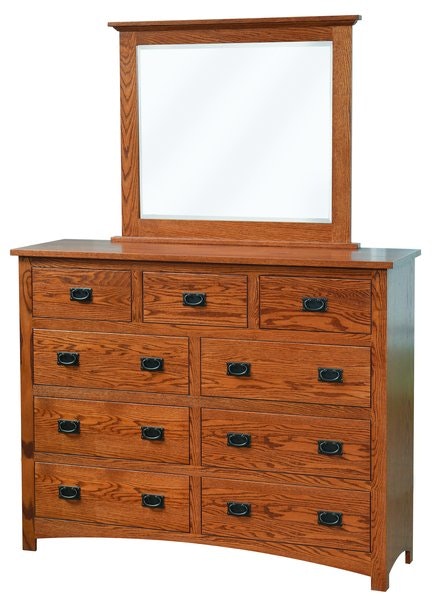 Amish Siesta Mission Tall Dresser in Oak Wood with Optional Mirror