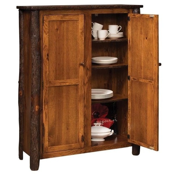Amish Rustic Hickory 2-Door Jelly Cupboard Cabinet