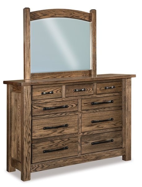 Amish 64 Inches Wide Rustic Ridge 9-Drawer Dresser with Optional Mirror