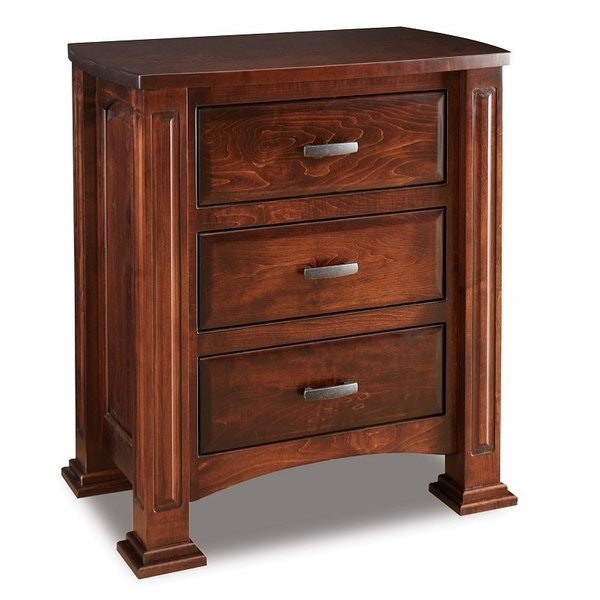 Amish William 30 Three Drawer Nightstand - Quick Ship shown in Brown Maple Wood with Old Museum Stain