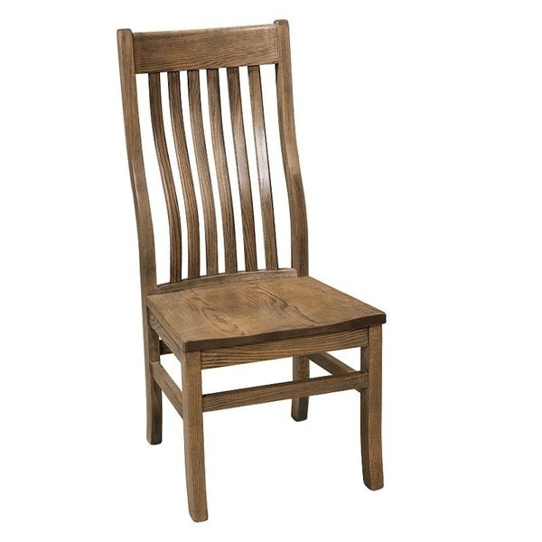 Amish Solid Wood Curved Slat Back Mission Dining Chair