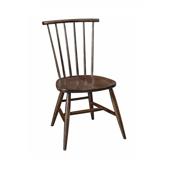 Amish Sha Modern Farmhouse Windsor Dining Side Chair shown in Red Oak with Carbon Stain
