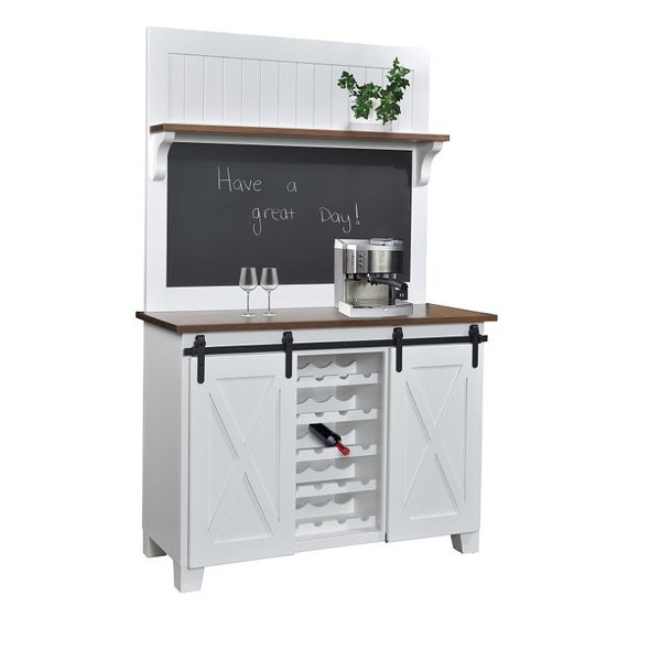 Amish Bradford Wine Bar with view of wine storage