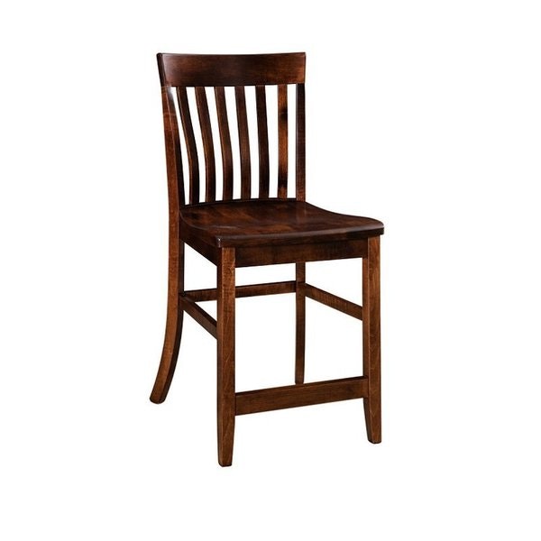 Amish Vertical Slat Solid Wood Counter and Bar Stool