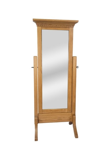 Oak Beveled Cheval Standing Mirror In-Stock and Ready to Ship