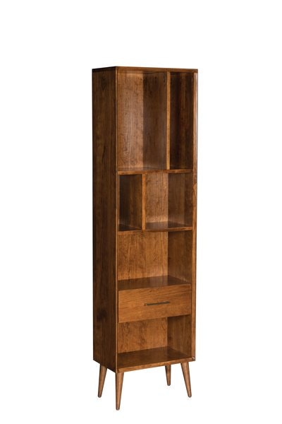 Amish South Shore Narrow Mid Century Modern Bookcase