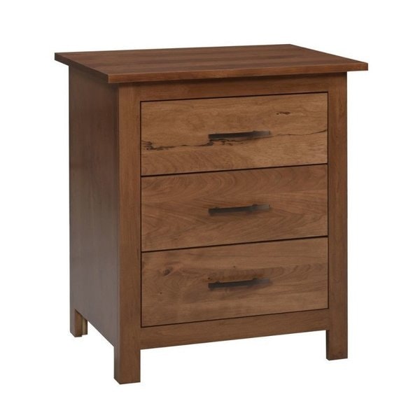 Amish Richey 3 Drawer Nightstand - Quick Ship in Rustic Cherry Wood
