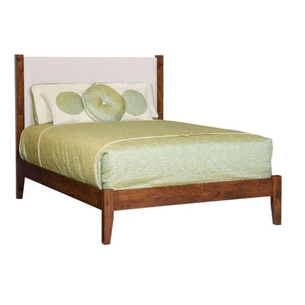 Amish Arizona Bed with 55 Tall Fabric Headboard and Low 16 Tall Footboard