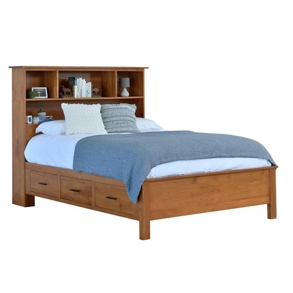 Amish Richey Bookcase Bed with Storage Drawers