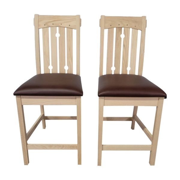 Outlet: Oak Wood Mission Counter Stool In-Stock (Set of Two) - Choose Your Finish