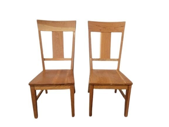 Outlet: Cherry Wood Slat Back Dining Chair Set In-Stock (Set of 2)