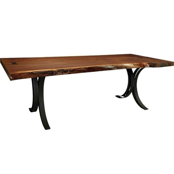 Live Edge 36" Wide Dining Table with Double Curved Base