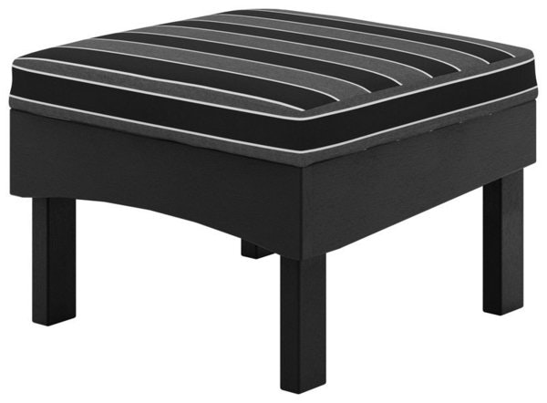 Amish Meadow Polywood Outdoor Ottoman with a black and grey striped cushion