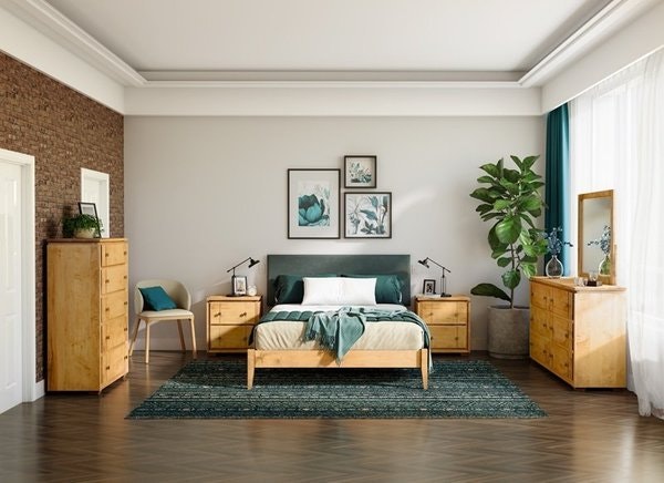 Amish Minimalist Solid Wood 4-Piece Bedroom Set