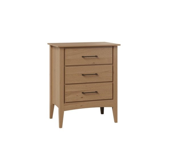 Amish Eloise Modern Custom 3-Drawer Nightstand shown in Brown Maple with Sandstone.