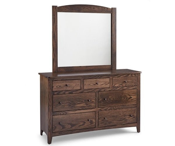 Amish Mae 41.5 Inch Wide Modern Simple 7-Drawer Dresser with Optional Mirror.