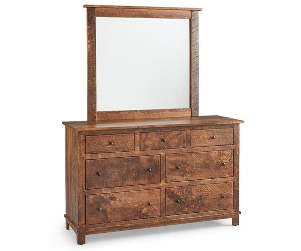 Amish Weston 58 Inch Wide Simple Wood 7-Drawer Dresser with Optional Mirror.