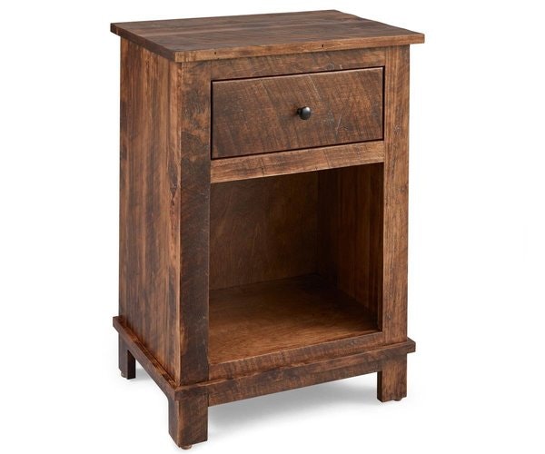 Amish Weston Simple 20.5 Inch Wide Wood 1-Drawer Open Nightstand.